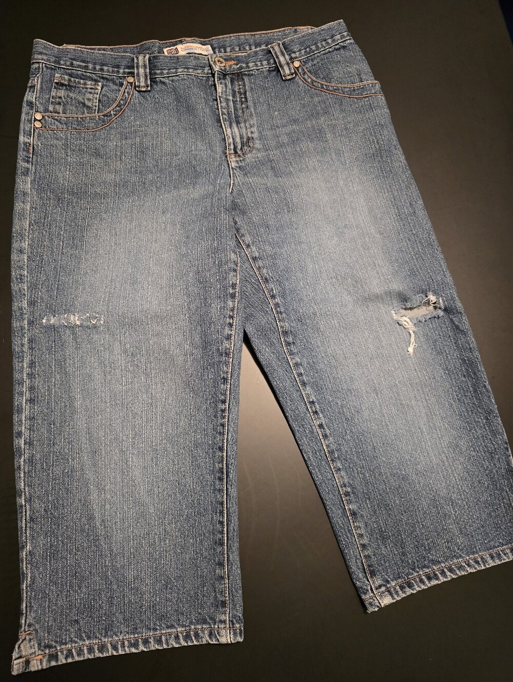 Faded Glory Missy 14 Blue Distressed Denim Shorts
